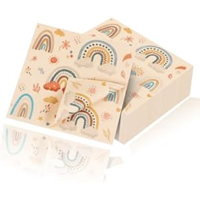 BOHO RAINBOW NAPKINS SET60 PCS 13X13 INCH PAPER PARTY NAPKINS FOR BIRTHDAY, BOHEMIAN RAINBOW TABLE DECORATIONS & SUPPLIES - Image 1